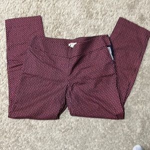 LOFT side zip cute patterned cropped career pants